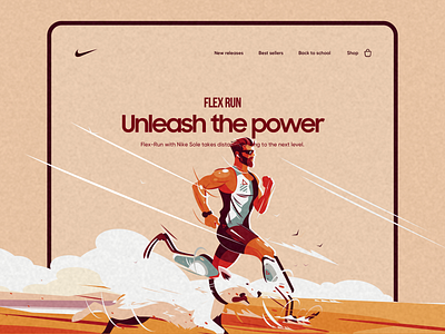 Nike - Flex Run landing page design design dog illustration landing landing page minimal nike nike running power product design runner running typography ui ui design vector web web design webdeisgn website