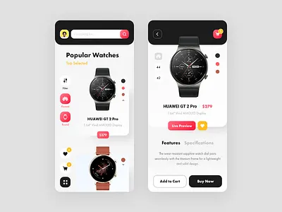 SmartWatch Ecommerce App Design ecommerce ecommerce app huawei huawei watch smart watch smartwatch store ui watch design