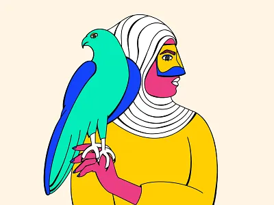 Falcon Girl abstract arab arabculture arabic arabicart art concept design falcon falconry graphic illustration portrait shrutillusion