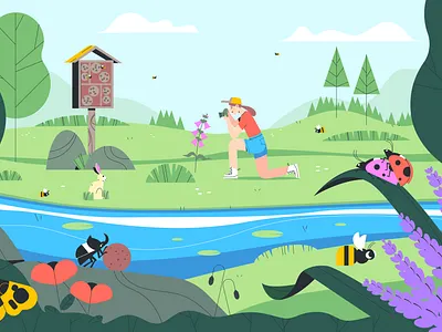 Save the bees bees butterfly character environment illustration insects ladybugs nature plants pollinators sustainability