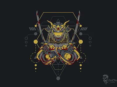 Mecha God Samurai Premium Vector abstract art artistic colours cyborg design fitness futuristic guard helmet illustration japan martial mechanical robot samurai security sword symbol warrior