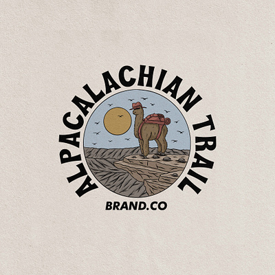 alpacalachian trail badge vintage hand drawn design illustration art badge badge logo clothing design graphic design illustrator tropical vector vintage badge vintage design vintage logo