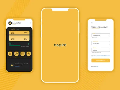 Aspire - Screens from an ongoing project app app design app modern design app modern ui app ui banking app design branding design finance app design flat minimal ui ux
