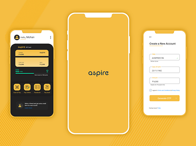 Aspire - Screens from an ongoing project app app design app modern design app modern ui app ui banking app design branding design finance app design flat minimal ui ux