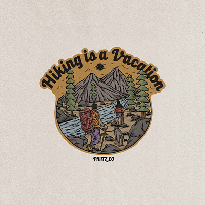 hikers badge vintage hand drawn design illustration art badge badge logo design graphic design hawaii illustrator retro tropical ui ui ux ui design uidesign uiux vector vintage vintage badge vintage design vintage font vintage logo
