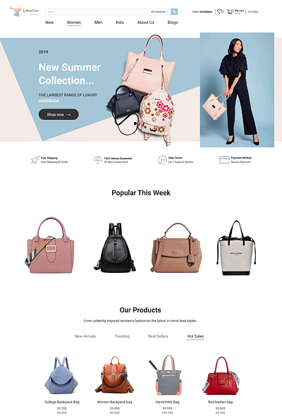 Online Bags Store | E-commerce Website brand design ecommerce fashion flat gucci logo new online shop store style ui ui ux ux web website woman women