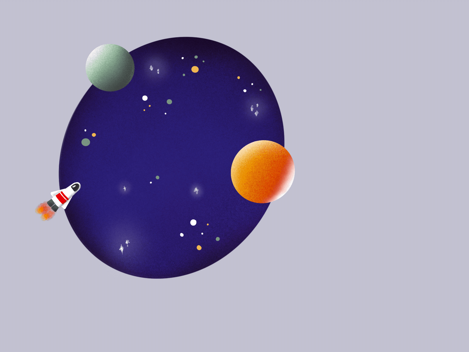 Flying rocket gif illustration procreate space