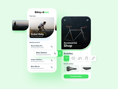 Bike Accessories Shop App adobexd bike clean ui daily dailyui design figma green illustration ios logo minimalist tools ui uiux uiuxdesign uiuxdesigner ux