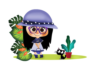 Tutu in the Garden - Illustration artwork cat child childrens book childrens illustration colombo design drawing dribbble dribble flat illustration graphic illustration illustrator kidlitart kids illustration sri lanka srilanka storyboard