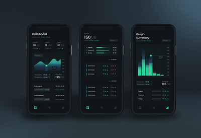 Network Control App - Design Exploration android android app app application chart connection cryptocurrency dark mode dashboad design details ios iphone app mobile modern money ui uiux ux wallet