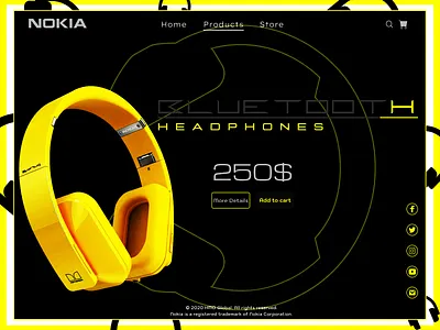 Headphones Landing Page Design 3. amazing cool design futuristic illustration landing page landing page design minimal photoshop tech technology web website