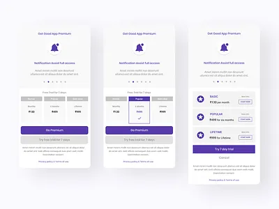 Good App - Pricing UI Iterations dailyui good app mobile app design premium pricing page pricing plan product design tariff plans ui