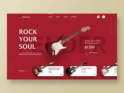 Guitar shop web design guitar ui web