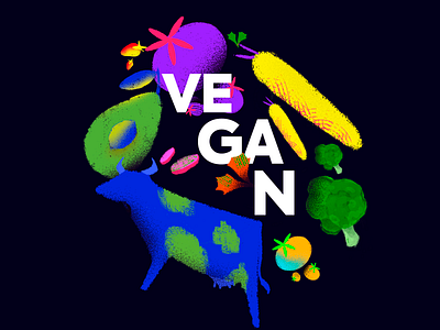 Vegan 🥦 animals color design flat flat design flat illustration illustration lifestyle photoshop texture ui uiux vegan veggie