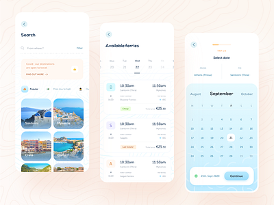 Hopstr • search screens booking branding calendar calendar app cards clean filter icons mobile app pricing rating search ticket tourism train transport travel travel app travelling trip