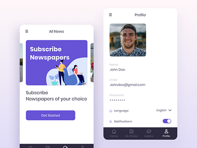 Profile screen account advertise app design clean design illustration interface minimal mobile profile profile design profile page promotion settings subscribe ui ux visual design web website