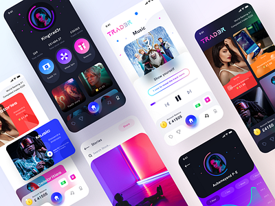 TRAD3R App UI design live on Behance app app store play behance community dark light mode figma sketch xd group ios android neel photoshop illustrator prakhar rewards sharma social social media trade stocks trading tv music ui ux