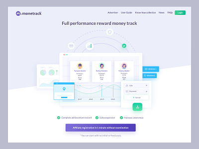 Monetrack header affiliate affiliate marketing agency blog clean conversion grow money payment sale seo twitter ui design uikreative uiux designer user experience design website