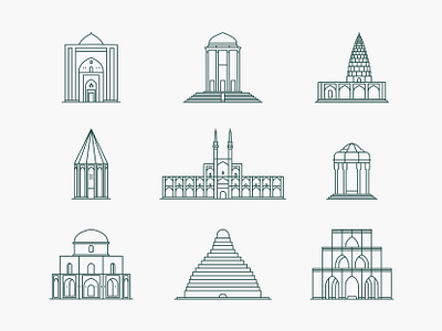 Historical places of Iran icon icon design icon set iconography icons illustration iran minimal minimal icon pictogram ui ui design vector