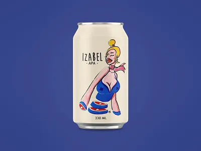 Izabel - Beer Can Design 2d art beer art beer branding beer can beer can design blonde branding design drawing girl icon illustration illustrations letter package design sexy girl star typography woman illustration