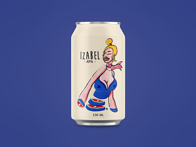 Izabel - Beer Can Design 2d art beer art beer branding beer can beer can design blonde branding design drawing girl icon illustration illustrations letter package design sexy girl star typography woman illustration