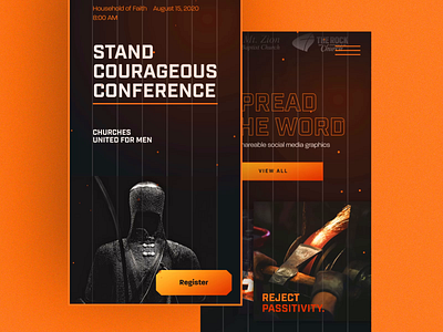 Churches United For Men Mobile Lander animation battle branding church conference fight gradient interaction interactive lander logo masculine men modern orange ui userinterface webflow website website design