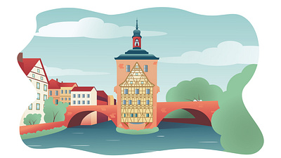 Bamberg art city guide cityscape design flat design germany graphics illustration landscape poster vector