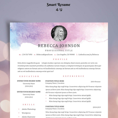 Artist Resume Template Word and Cover Letter resume tmeplate