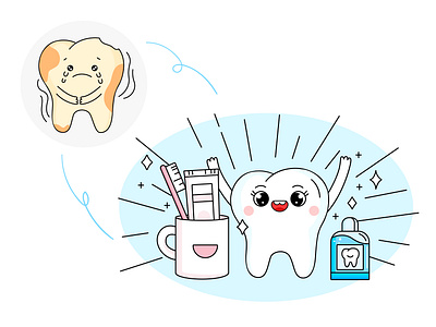 Tooth protection牙齿保护 art cute healthcare illustrations tooth ui vector