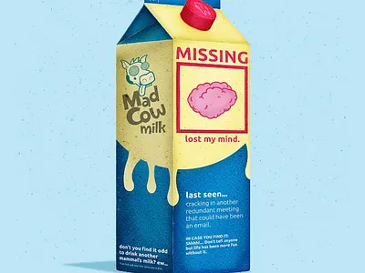 Lost My Mind Milk Carton Illustration branding design flat icon illustration logo typography vector vector illustration vectorart