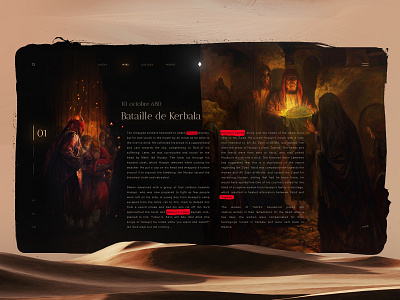 Hussain Concept arbaeen art ashura dark dark ui gallery hassan roholamin husayn hussain landing page painting serif slider typography ui ux web web design website wiki