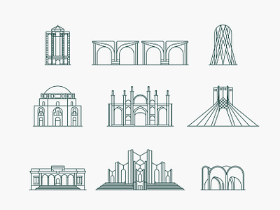 Historical places of Iran icon icon design iconography icons iconset illustraion iran minimal minimal icon pictogram ui uidesign