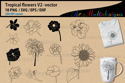 Tropical Flower 1 floral designs floral silhouette flower clipart flower illustration flower logo flower outline flower silhouette flower svg flowers tropical flower tropical leaves