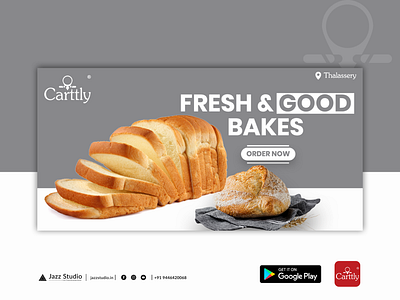 Carttly App UI Design Banner app app design bakeshop branding brandingreimagined carttly design food food app foodie godsowncountry illustration jazzstudio kannur kerala thalassery ui ux