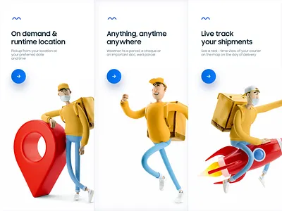 Delivery App onboarding screens 3d app app design delivery delivery app design illustration location minimal mobile mobile app onboarding onboarding screen onboarding ui shipment tracking tutorial ui ui design ux