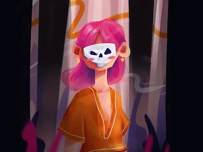 Skull Girl art character design character illustration cute digital painting girl illustration procreate