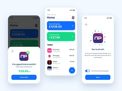 Bill Management App bank bank app banking banking app bill app clean clean ui finance fintech fintech app flat icon iphone app minimal minimalistic mobile app mobile design mobile ui monzo product design