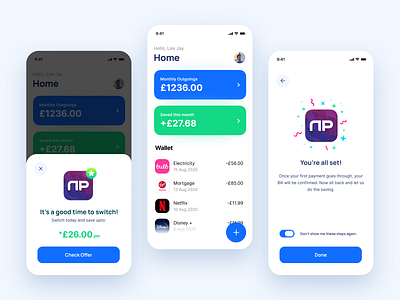 Bill Management App bank bank app banking banking app bill app clean clean ui finance fintech fintech app flat icon iphone app minimal minimalistic mobile app mobile design mobile ui monzo product design