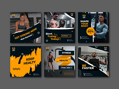 Gym Template barbell gym health human instagram post premium social media post template