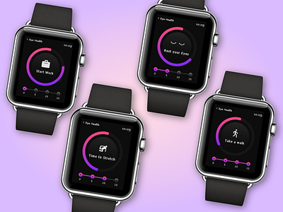 Eye Health on Smart Watch adobe xd animation app apple apple watch daily design dark theme dark ui design eye health health app interaction interface minimal product design smartwatch ui ui ux ux