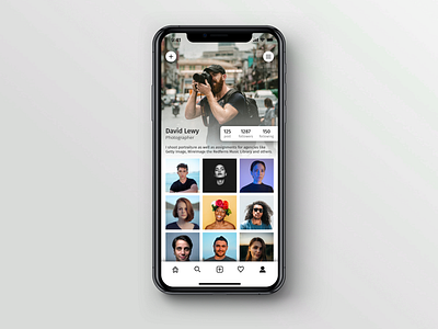 User Profile app app design design ecommerce flat illustration instagram minimal photographer photography portfolio portrait profile design profile page ui ux vector