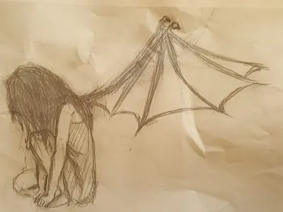 My first ever drawing inspired by a similar one demon girl illustration