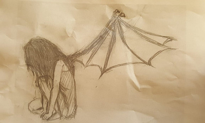 My first ever drawing inspired by a similar one demon girl illustration