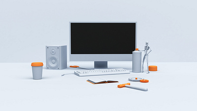 A table 3d 3d artist 3dsmax blue computer hand