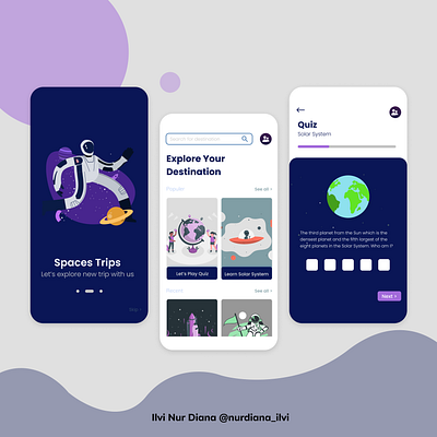 Spaces Trips App app design flat ui ux