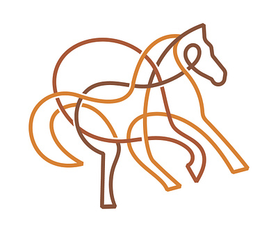 Horse mark animal brand branding design horse illustration lines logo logotype monogram monoline orange symbol