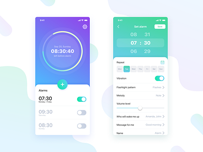 Alarm Clock daily design gradient ui uxui