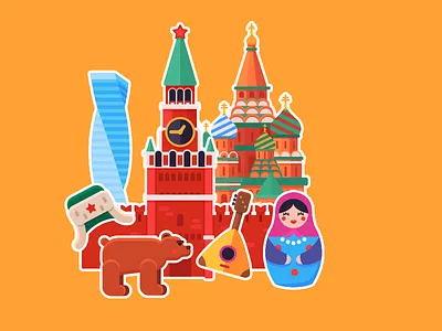 Word Travel Game:Moscow country illustraion moscow town vector world