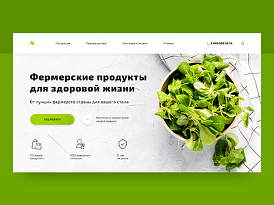 Farm Products Delivery | Concept clean dailyui delivery design farm food green healthy healthy food homepage light ui uidesign ux web webdesign white