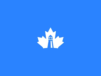 Maple & Lighthouse Concept blue leaf blue lighthouse blue logo blue maple canada coast construction cove immigration immigration company leaf logo lighthouse lighthouse logo logo maple maple canada maple leaf maple logo migration negative space
